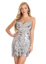 ASHLEYlauren Fully Beaded Strapless Homecoming Dress 4930