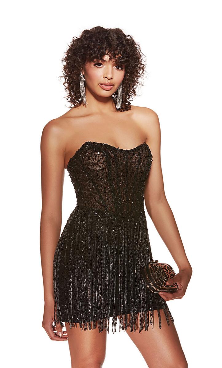 Alyce Paris Corset Fringe Homecoming Dress 4940 Black / 10 Alyce Paris Corset Fringe Homecoming Dress 4940 Black / 10