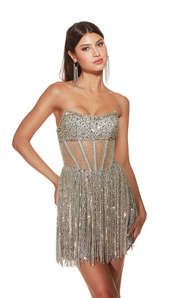 Alyce Paris Corset Fringe Short Homecoming Dress 4941 Black / 8 Alyce Paris Corset Fringe Short Homecoming Dress 4941 Black / 8