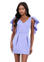 ASHLEYlauren Short Bow Sleeve Cocktail Dress 4945