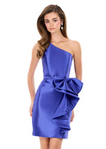 ASHLEYlauren One Shoulder Ruffle Short Dress 4946