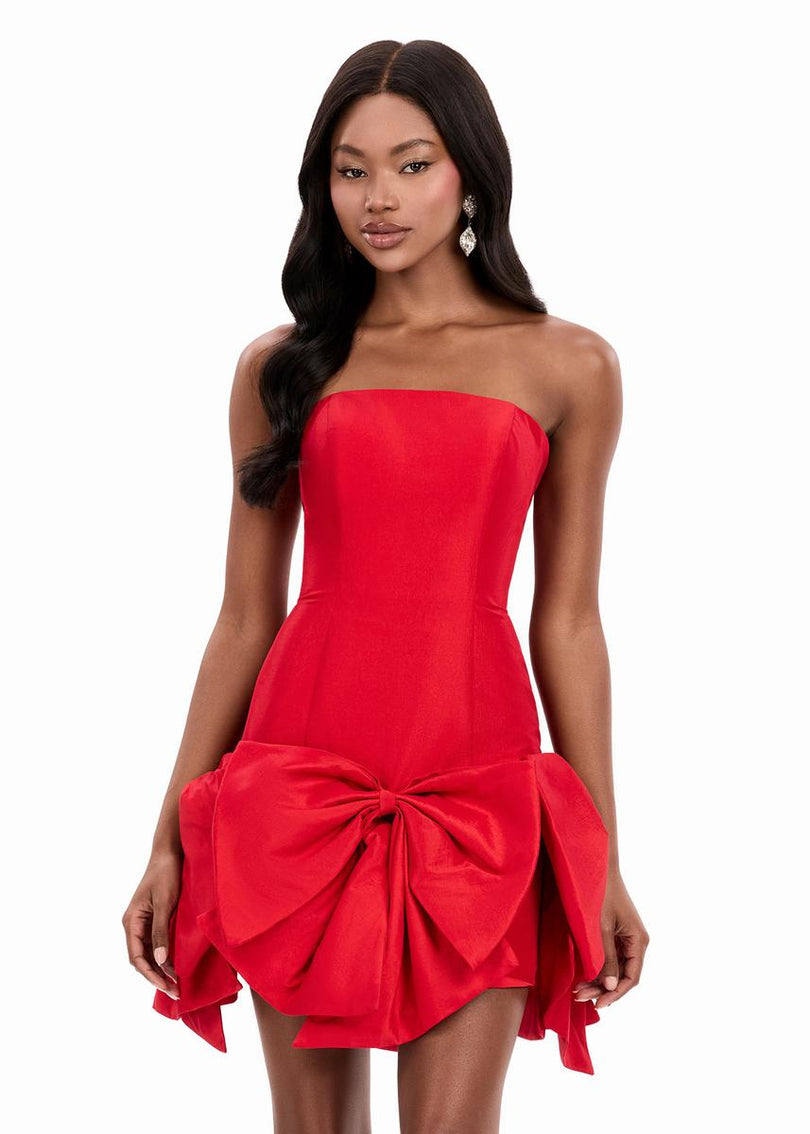 ASHLEYlauren Strapless Bow Skirt Cocktail Dress 4950