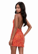 ASHLEYlauren Plunging Halter Short Dress 4953