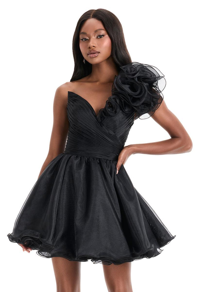 ASHLEYlauren One Shoulder A-Line HoCo Dress 4958 ASHLEYlauren One Shoulder A-Line HoCo Dress 4958