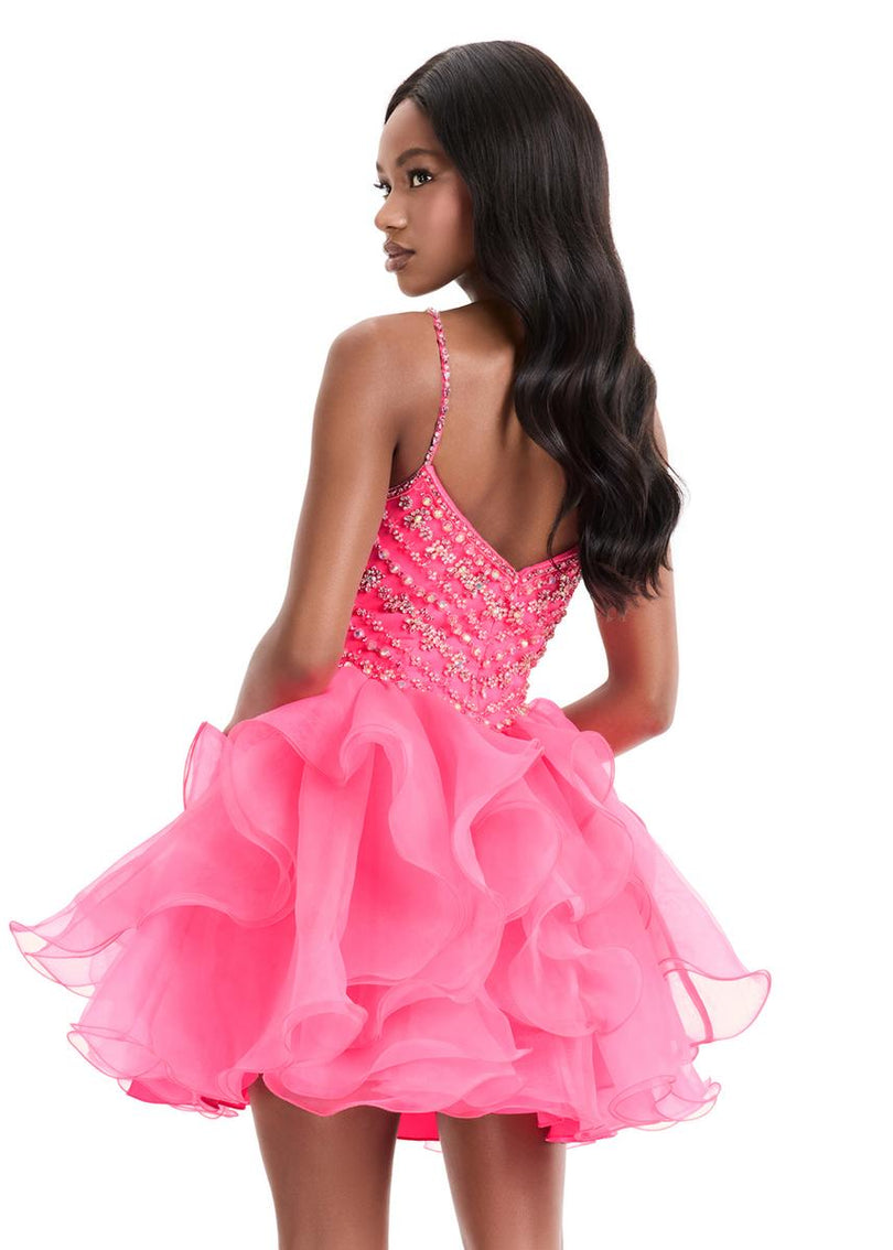 ASHLEYlauren Short Ruffle Homecoming Dress 4964