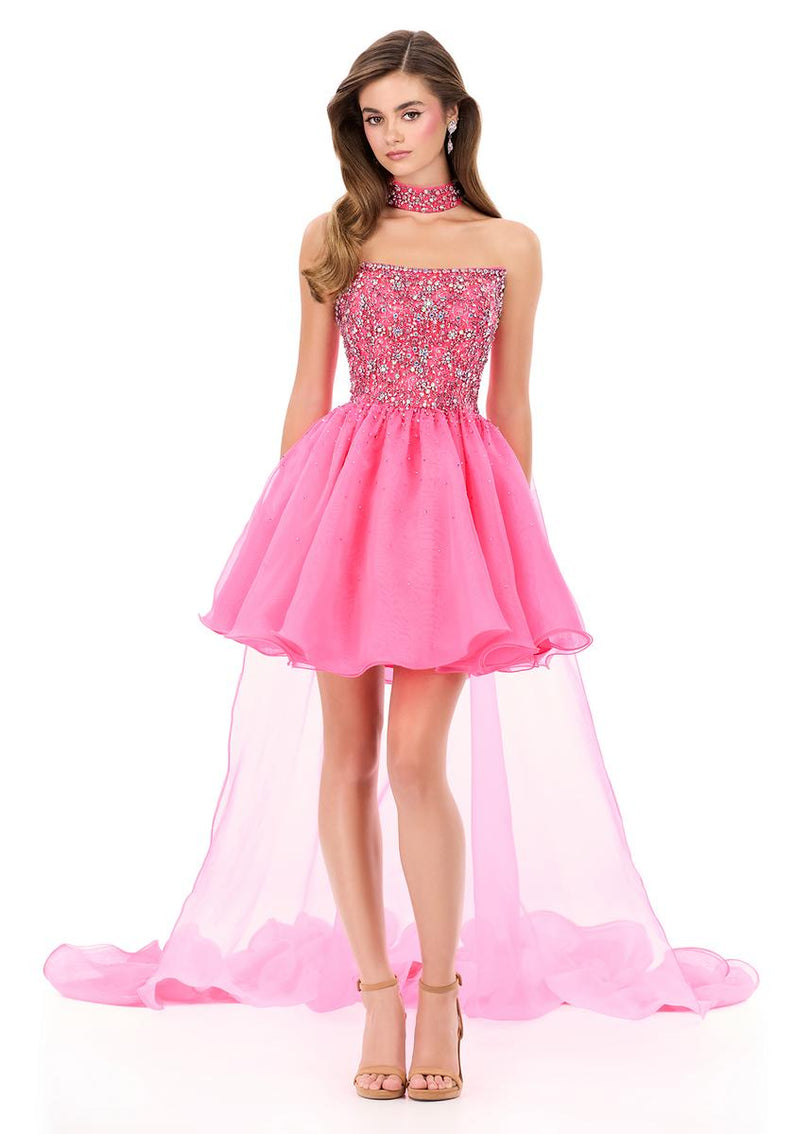 ASHLEYlauren Organza Cape Short Dress 4965