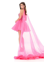ASHLEYlauren Organza Cape Short Dress 4965
