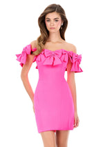 ASHLEYlauren Off The Shoulder Bow Short Dress 4966