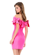 ASHLEYlauren Off The Shoulder Bow Short Dress 4966