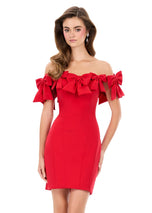 ASHLEYlauren Off The Shoulder Bow Short Dress 4966