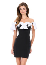 ASHLEYlauren Off The Shoulder Bow Short Dress 4966