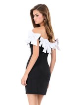 ASHLEYlauren Off The Shoulder Bow Short Dress 4966