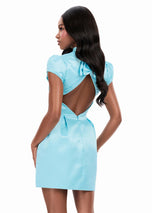 ASHLEYlauren High Neck Open Back Short Dress 4969
