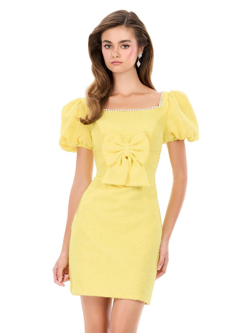 short sleeve tweed dress ASHLEYlauren Puff Sleeve Tweed Short Dress 4970