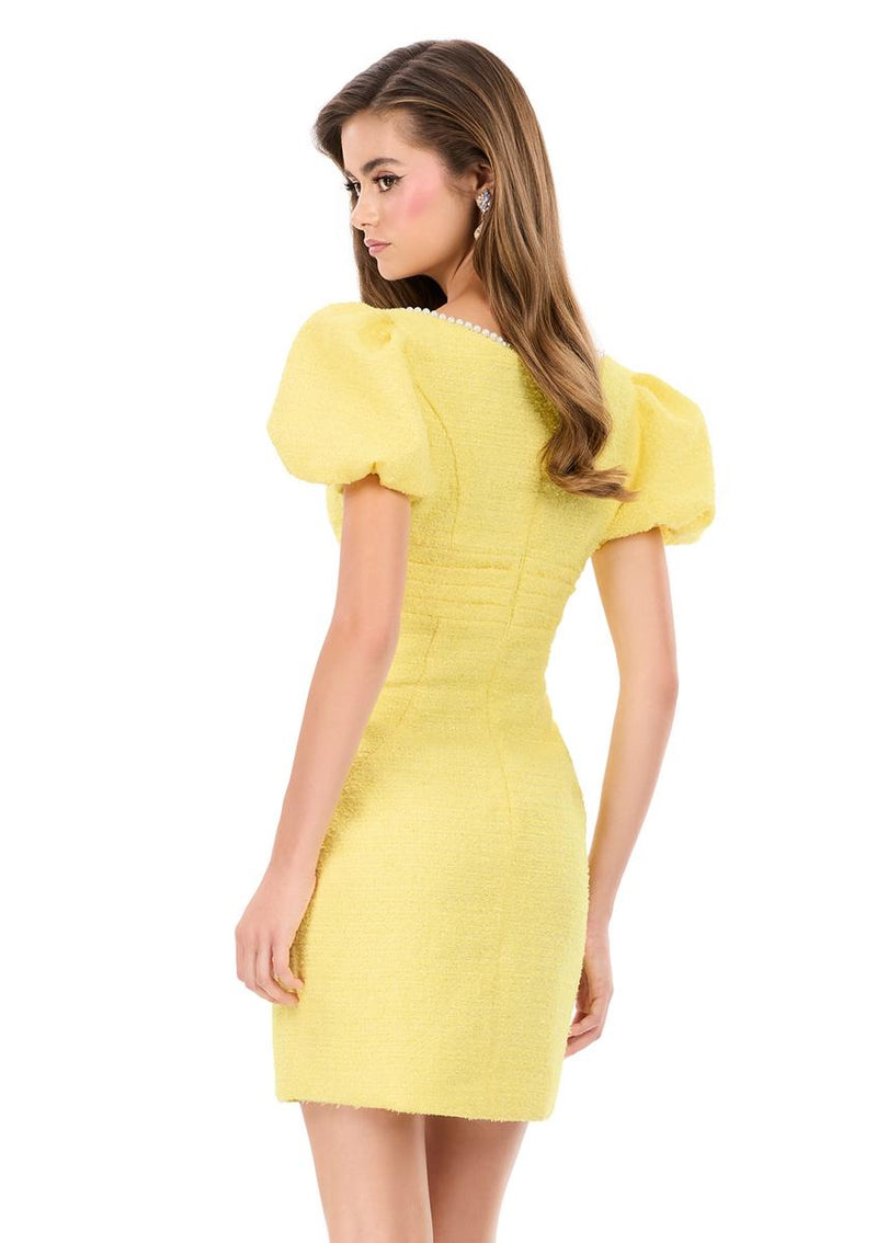 ASHLEYlauren Puff Sleeve Tweed Short Dress 4970
