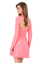 ASHLEYlauren Open Back Long Sleeve Fitted Short Dress 4971