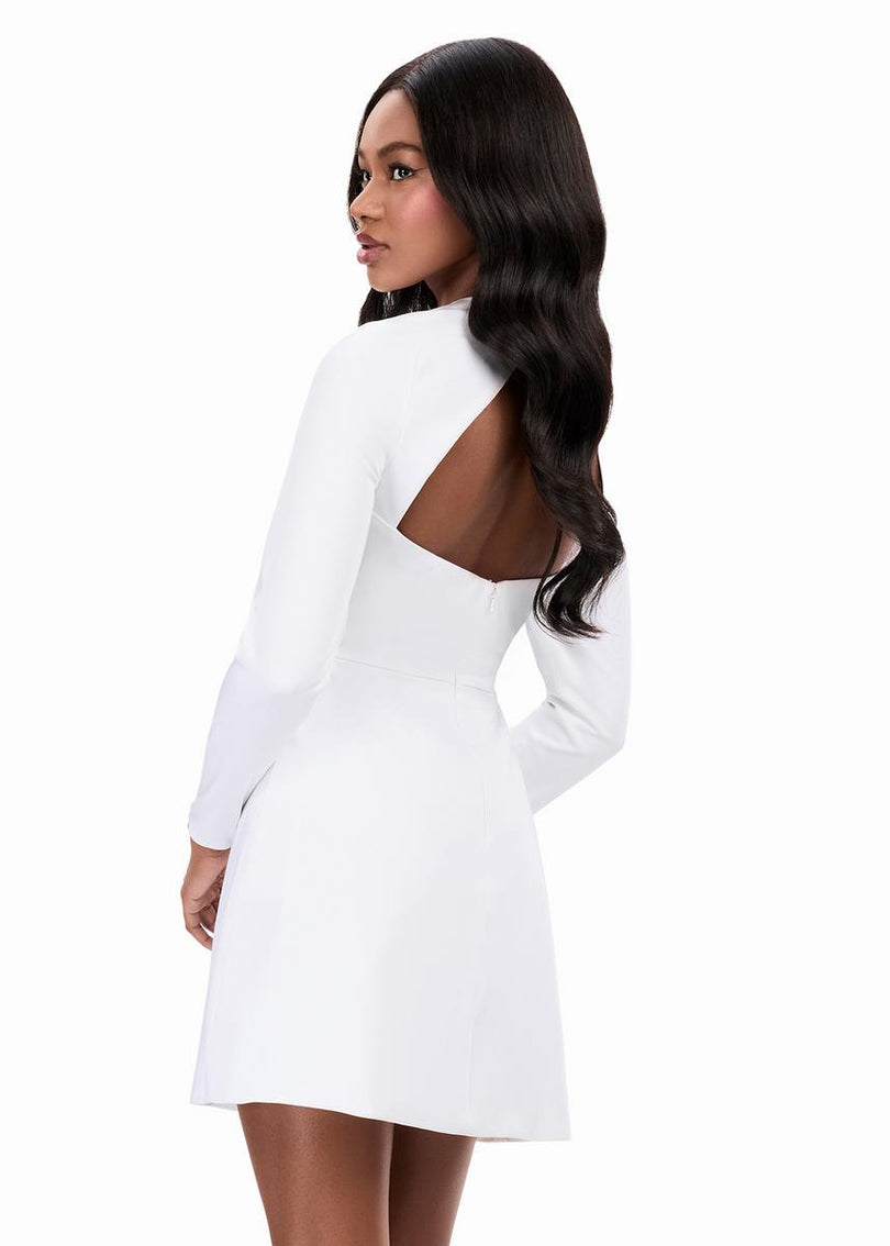 ASHLEYlauren Open Back Long Sleeve Fitted Short Dress 4971