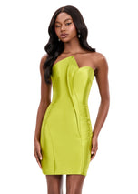 ASHLEYlauren Asymmetrical Neckline Fitted Short Dress 4973