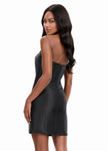 ASHLEYlauren Asymmetrical Neckline Fitted Short Dress 4973