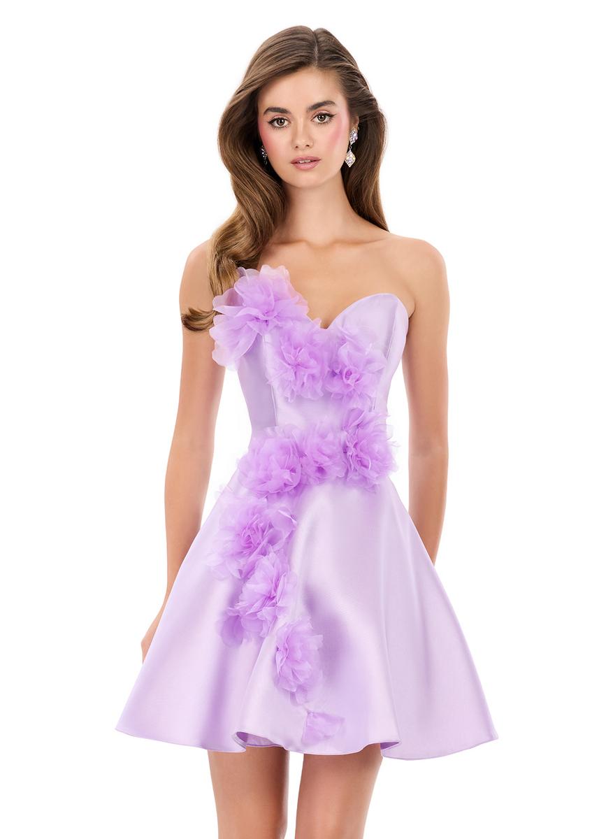 ASHLEYlauren Floral Applique A-Line Short Dress 4975