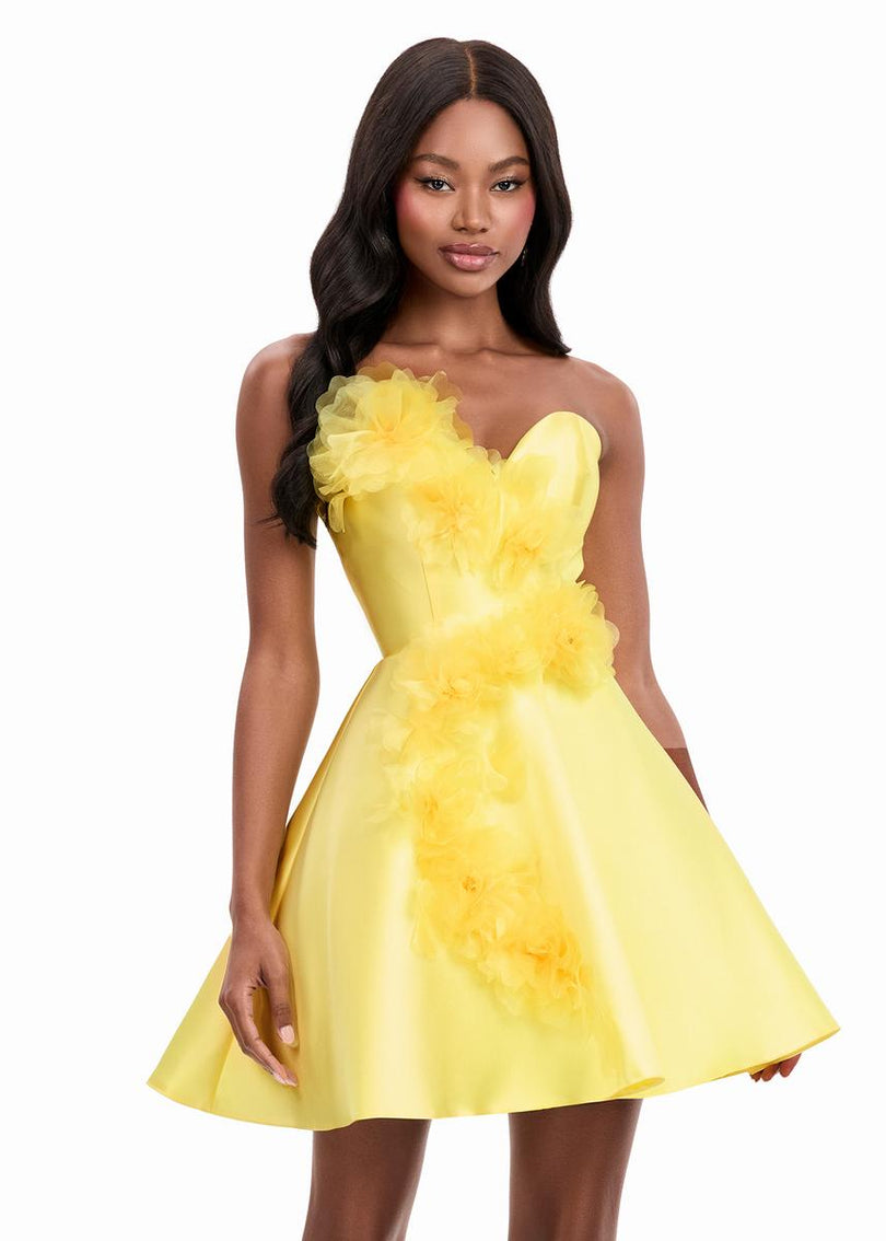 ASHLEYlauren Floral Applique A-Line Short Dress 4975