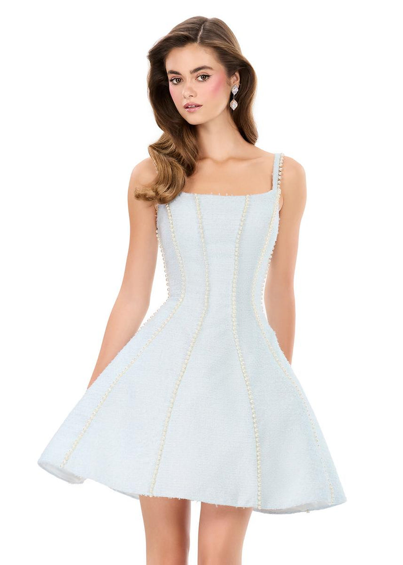 ASHLEYlauren Fit and Flare Tweed Short Dress 4982