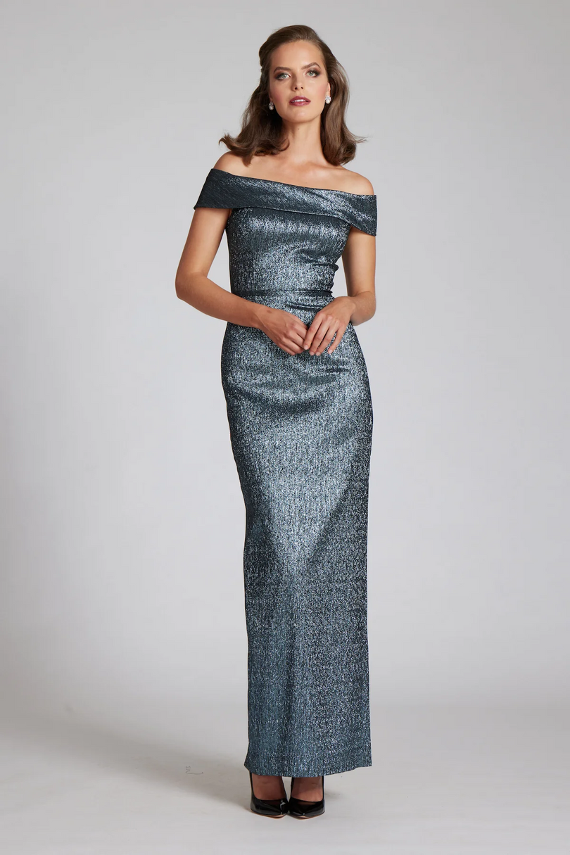 Teri Jon Jacquard Off The Shoulder Column Gown Size 6 Teri Jon Jacquard Off The Shoulder Column Gown Size 6