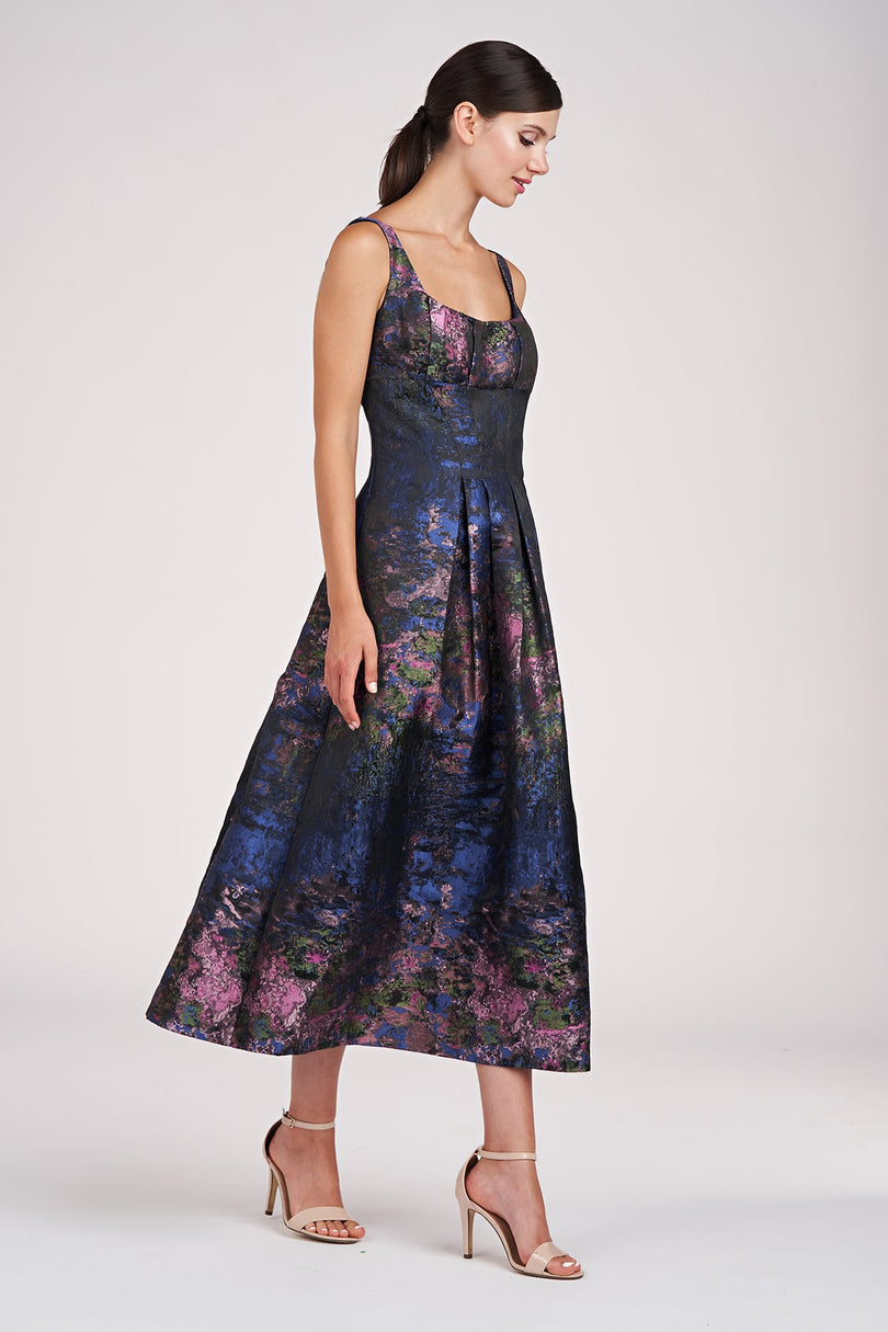 Kay Unger "June" Tea Length Jacquard Dress 55111432 Kay Unger "June" Tea Length Jacquard Dress 55111432