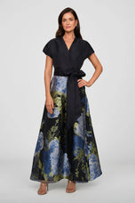 Kay Unger Floral Organza A-Line Long Dress 55114673
