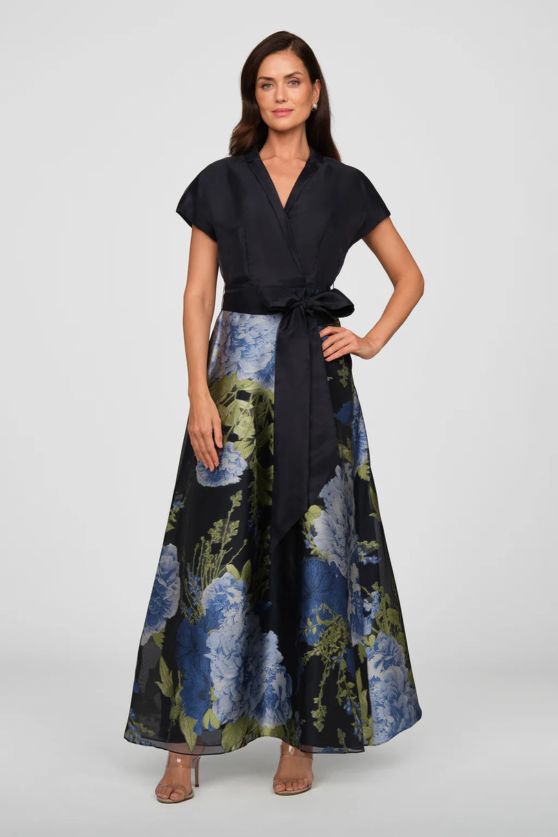 Kay Unger Floral Organza A-Line Long Dress 55114673