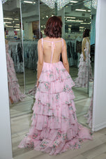 Sherri Hill Floral Print Ruffle Prom Dress 57911