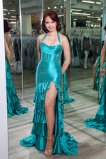 Sherri Hill Halter Fit and Flare Prom Dress 57618