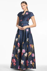 Sachin & Babi "Marta" Belted Floral A-line Gown