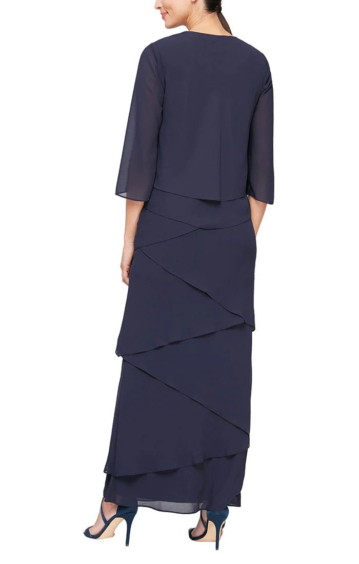 alex evenings tiered chiffon dress Regular