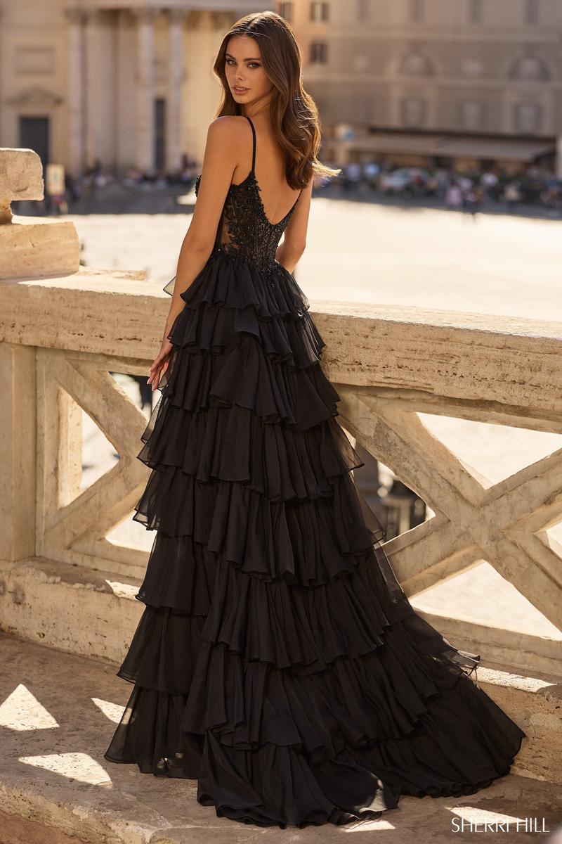 Sherri Hill Cut Out Ruffle Ball Gown Dress 57417