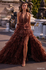 Sherri Hill Halter Ruffle Cheetah Print Prom Dress 57488
