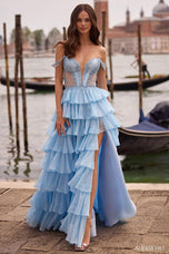 Sherri Hill Strapless Ruffle Ball Gown Dress 57528