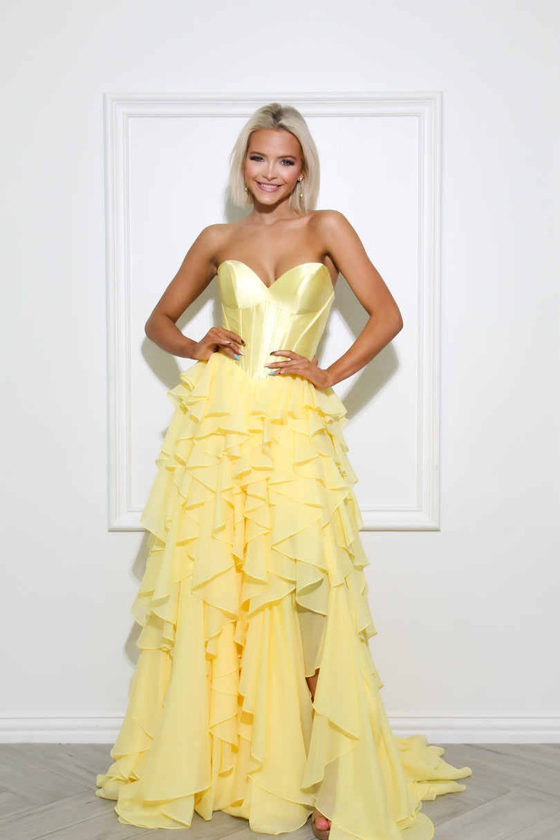 Yellow Terry Costa Homecoming Dresses Yellow Prom Dresses 2026 Pastel,  Canary Mustard Gowns Terry