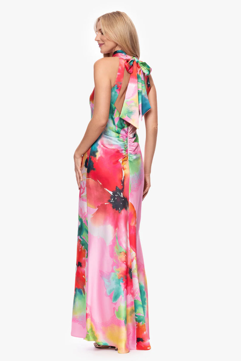 Xscape Floral Halter Neck Dress 7453X