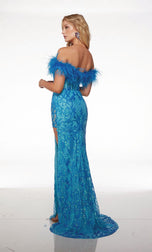Alyce Plunging Floral Sequin Prom Dress 61616
