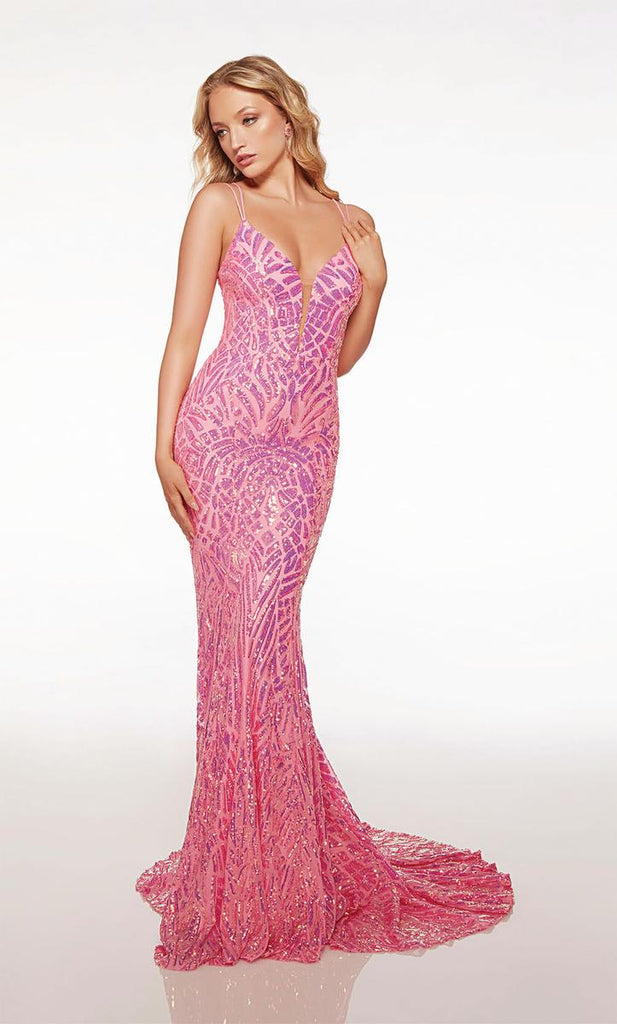 Alyce Paris, Sequin Lace-up Prom Dress 61618