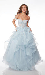 Alyce Corset Tiered Ball Gown Prom Dress 61636