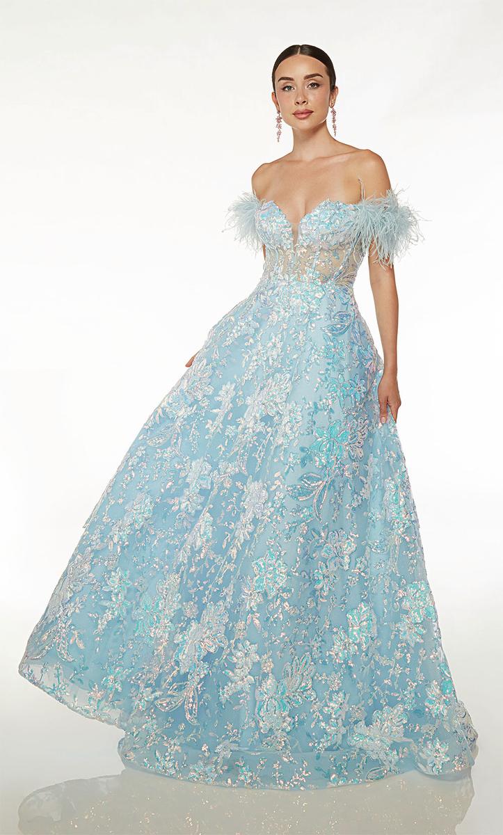 Fairytale Stars Sequinned Ice Blue Tulle Long Prom Dress - Lunss