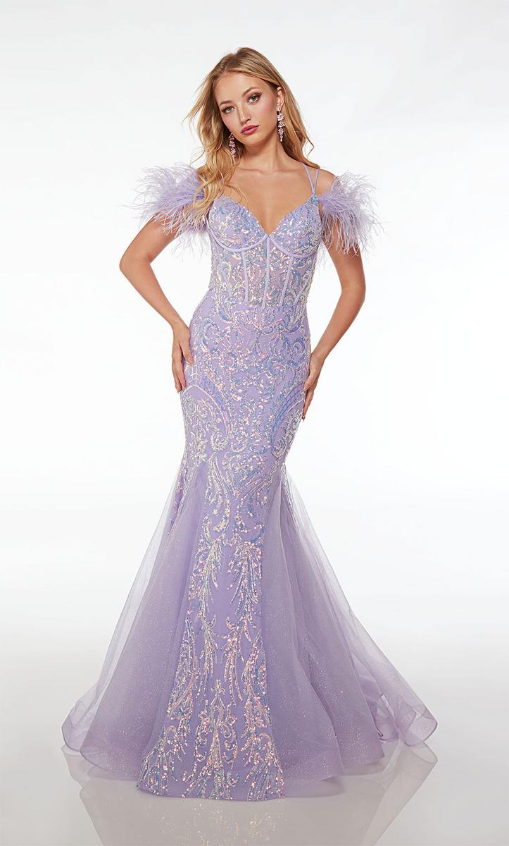 Alyce Paris Feather Off Shoulder Prom Dress 61653