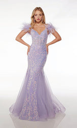 Alyce Paris Feather Off Shoulder Prom Dress 61653