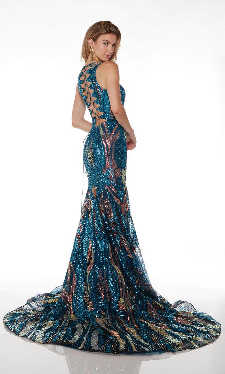 Alyce Paris Lace-up Sequin Prom Dress 61657