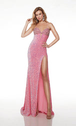 Alyce Velvet Sequin Cut Out Prom Dress 61666