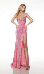 Alyce Velvet Sequin Cut Out Prom Dress 61666