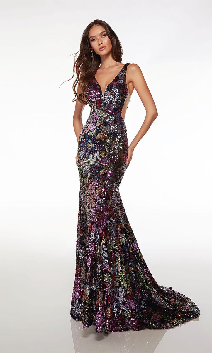 Alyce Paris Floral Sequin Prom Dress 61667