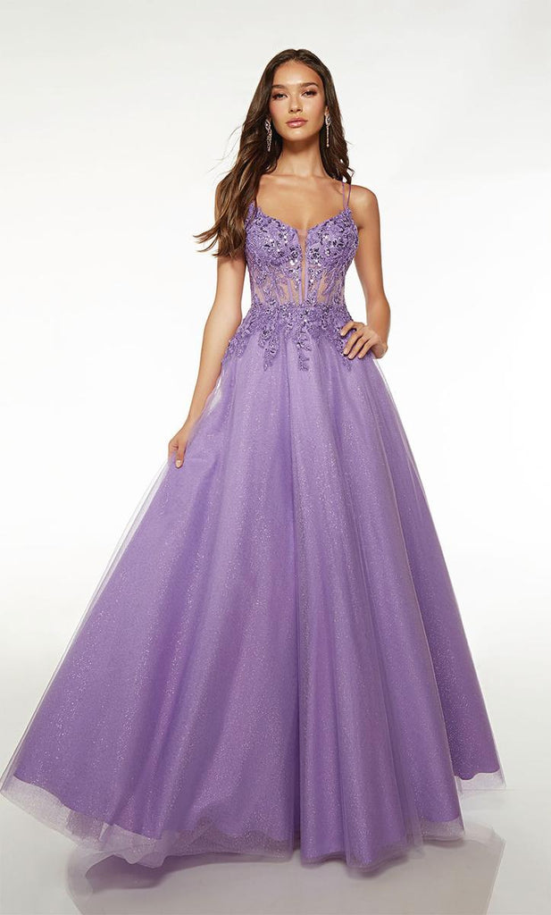 Chrissy Corset Top Glitter Fabric Ballgown Prom Dress 740252ER-Lavende –  PromDiva